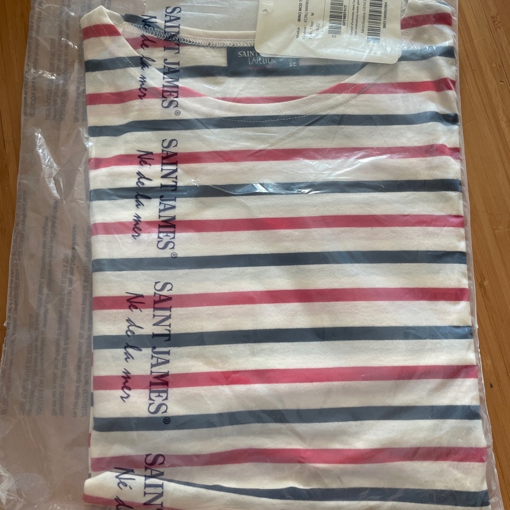 Saint James Ecru, Marin, and Tulip Striped Top
